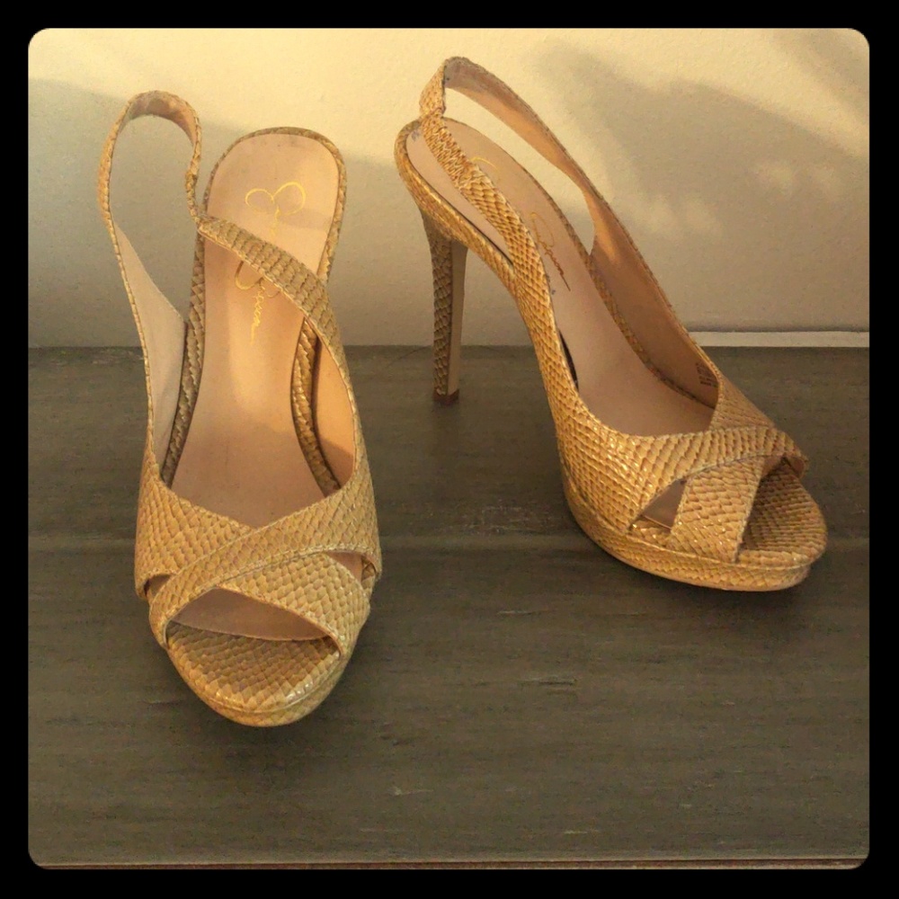 Nude slingback platform heel by Jessica Simpson